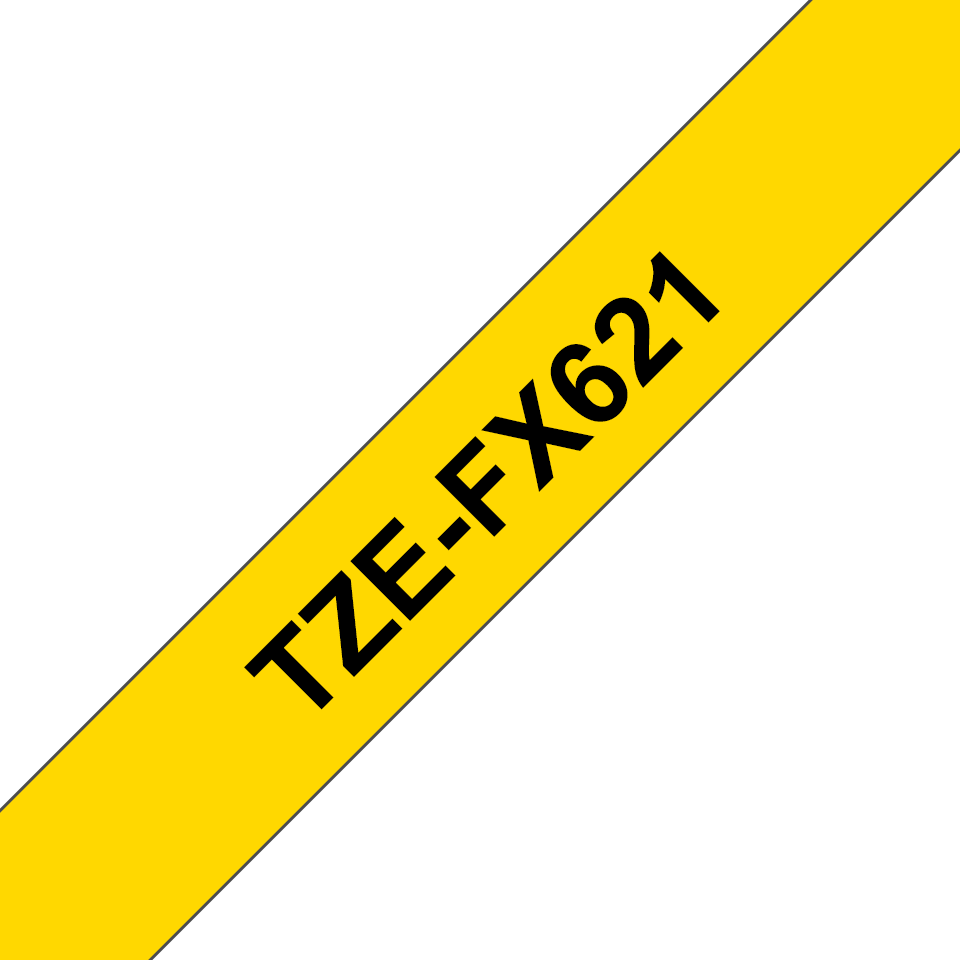 Brother TZe-FX621 / TZEFX621 flexible id tape, black on yellow, 9 mm x 8 m