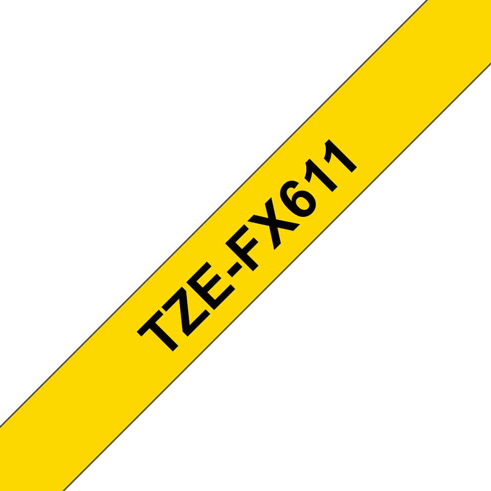 Ruban flexible Brother TZe-FX611 / TZEFX611, noir sur jaune, 6 mm x 8 m