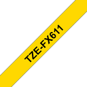 Brother TZe-FX611 / TZEFX611 flexible id tape, black on yellow, 6 mm x 8 m