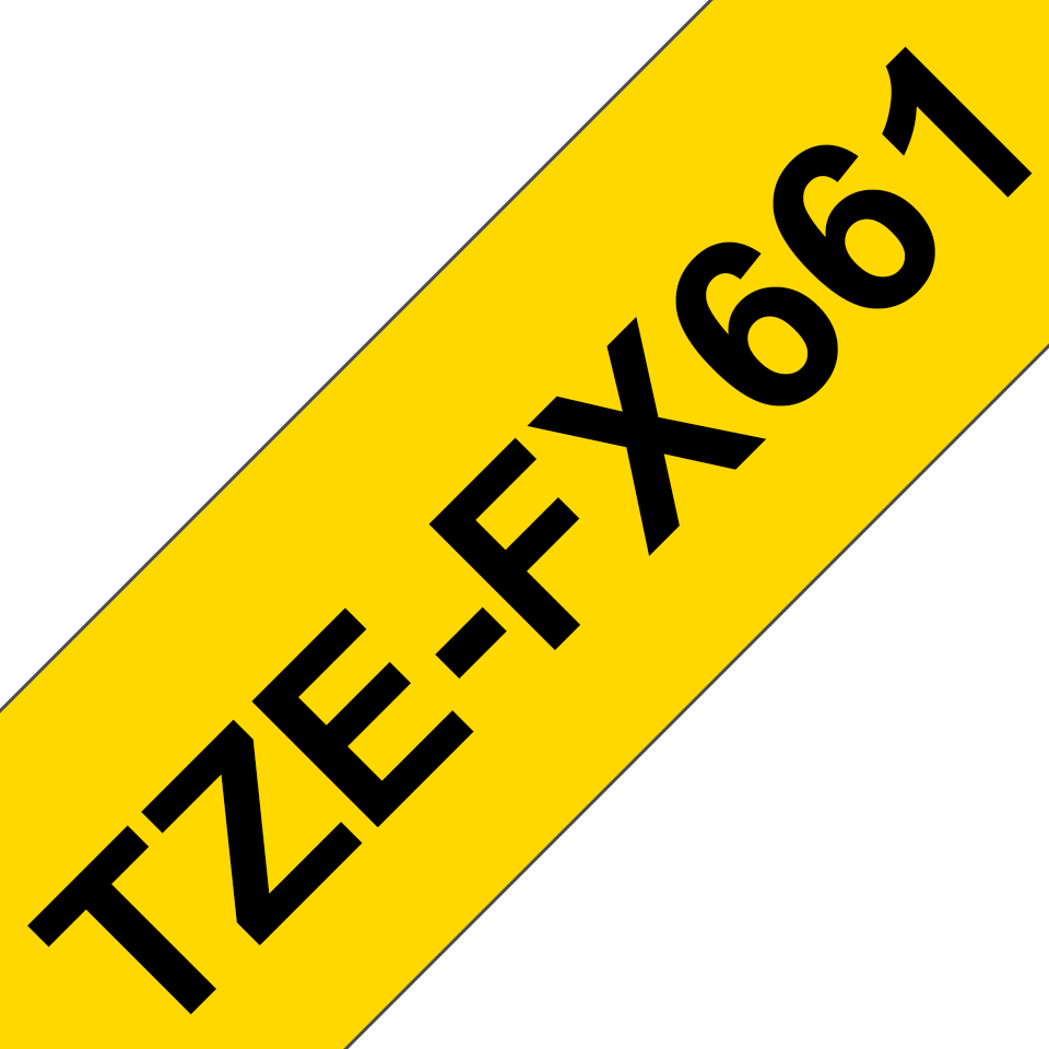 Ruban flexible Brother TZe-FX661 / TZEFX661, noir sur jaune, 36 mm x 8 m