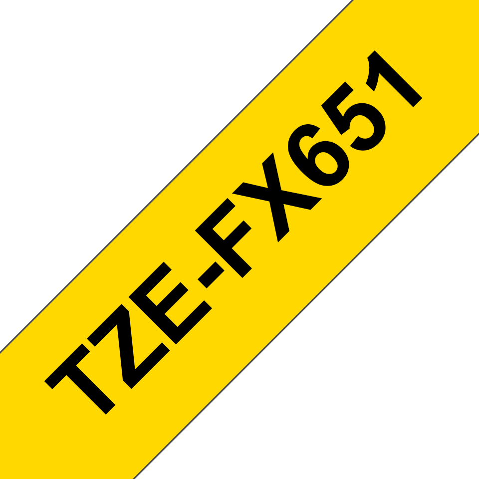 Ruban flexible Brother TZe-FX651 / TZEFX651, noir sur jaune, 24 mm x 8 m