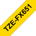 Ruban flexible Brother TZe-FX651 / TZEFX651, noir sur jaune, 24 mm x 8 m