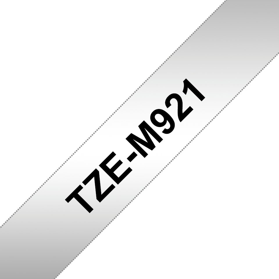 [TZEM921] Ruban laminé mat Brother TZe-M921 / TZEM921, noir sur argent mat, 9 mm x 8 m
