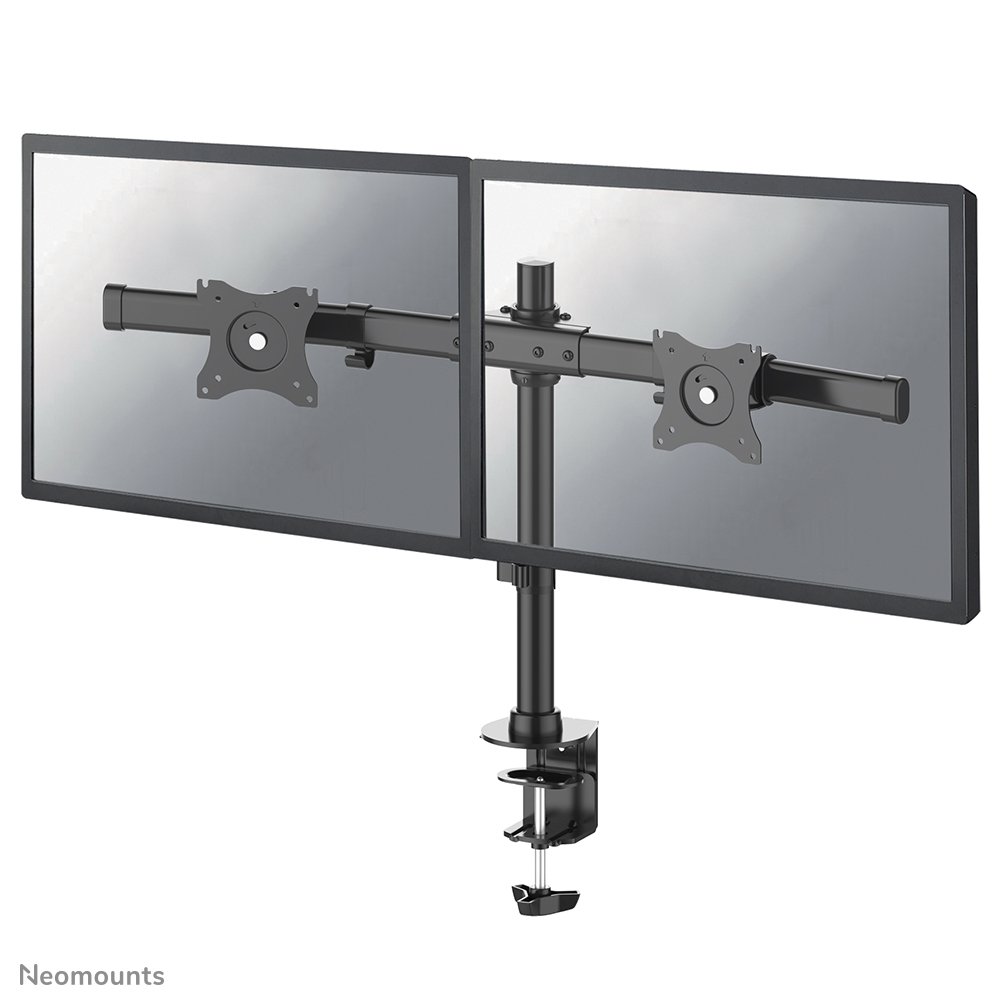 Neomounts FPMA-DCB100DBLACK Monitorarm, 10 bis 27 Zoll, bis 10 kg, 2 Bildschirme, VESA 75x75 bis 100x100
