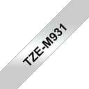 Ruban laminé mat Brother TZe-M931 / TZEM931, noir sur argent mat, 12 mm x 8 m