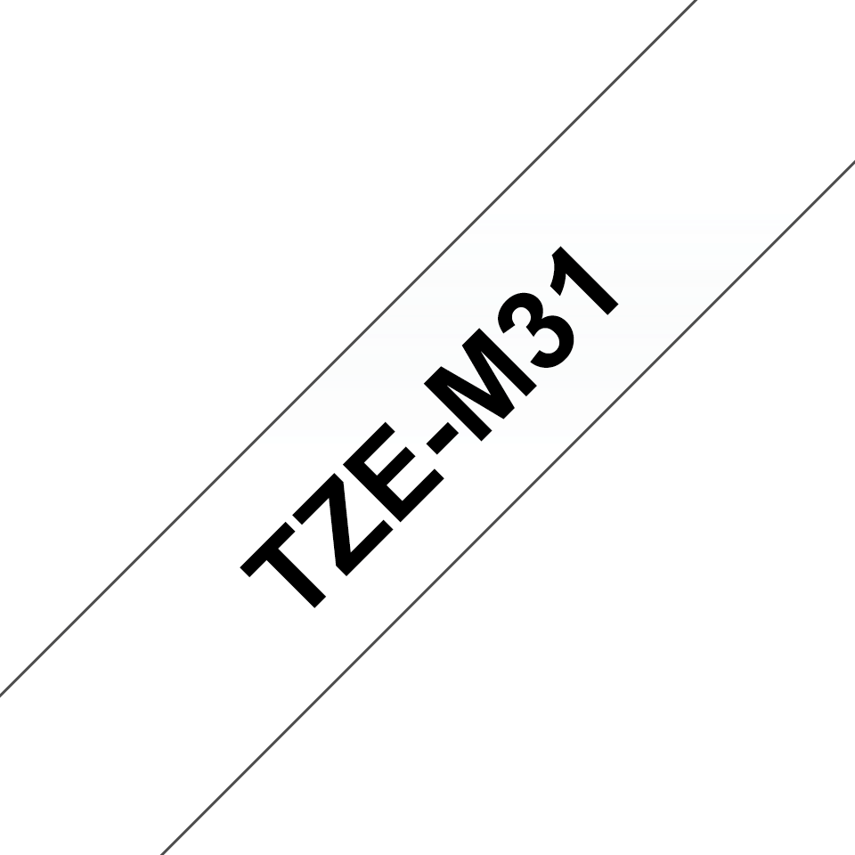 Brother TZe-M31 / TZEM31 matte laminated tape, black on matte clear, 12 mm x 8 m