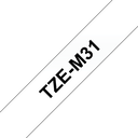 Ruban laminé mat Brother TZe-M31 / TZEM31, noir sur transparent mat, 12 mm x 8 m