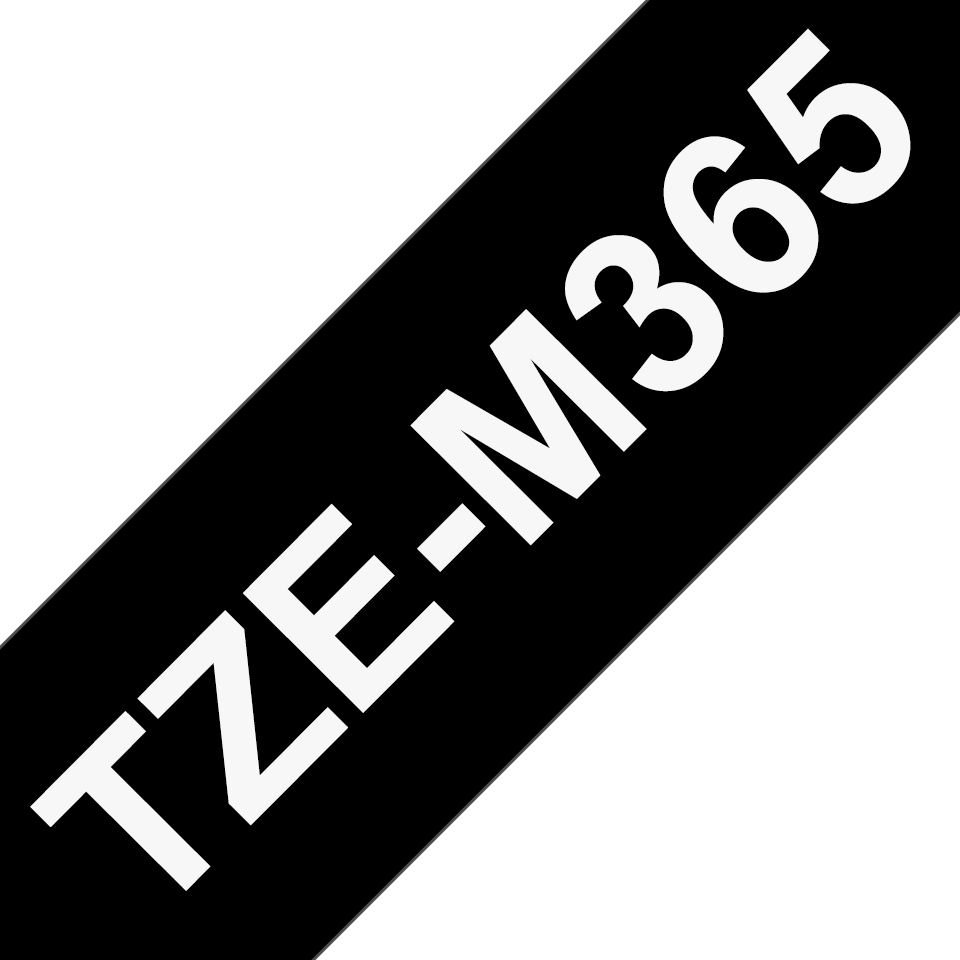 [TZEM365] Ruban laminé mat Brother TZe-M365 / TZEM365, blanc sur noir mat, 36 mm x 8 m