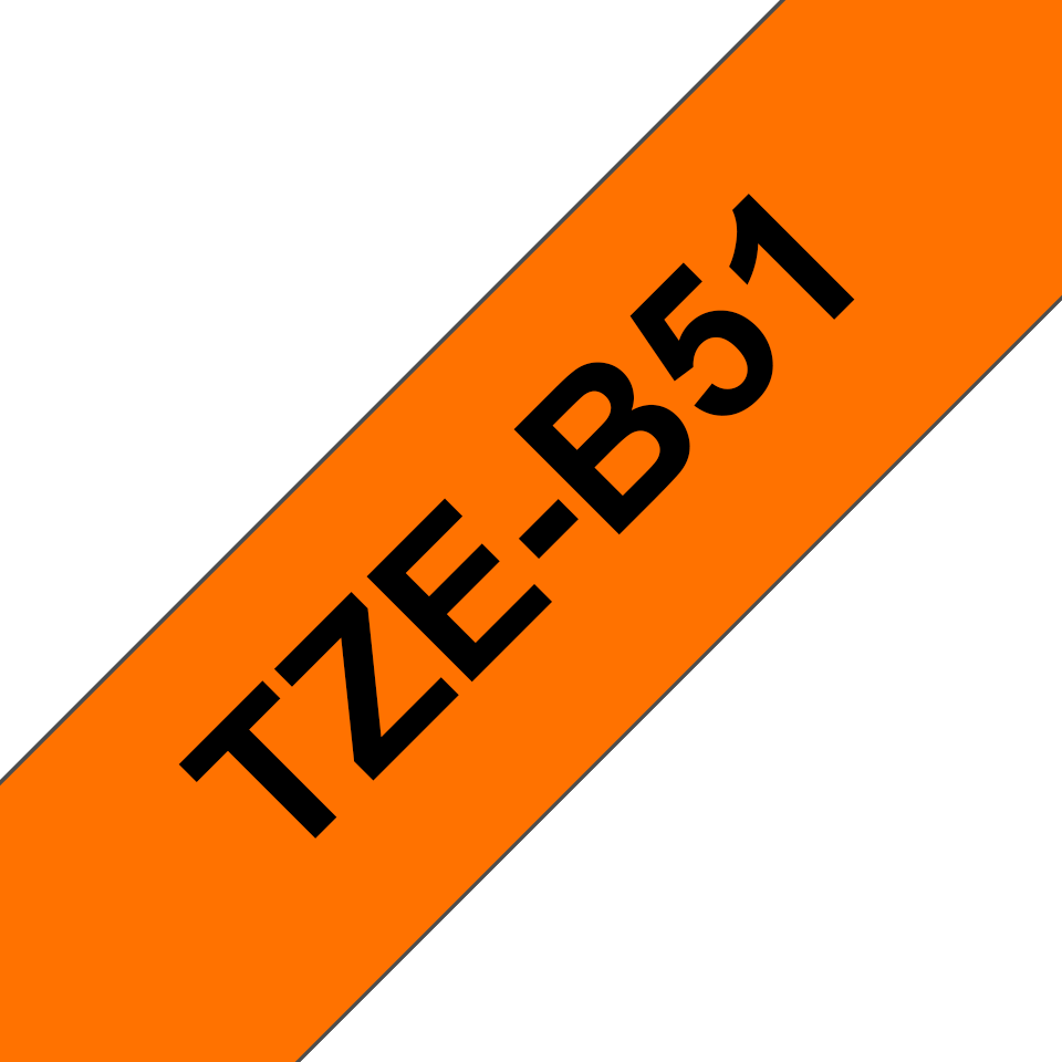 [TZEB51] Brother TZe-B51 / TZEB51 fluorescent laminated tape, black on fluorescent orange, 24 mm x 5 m
