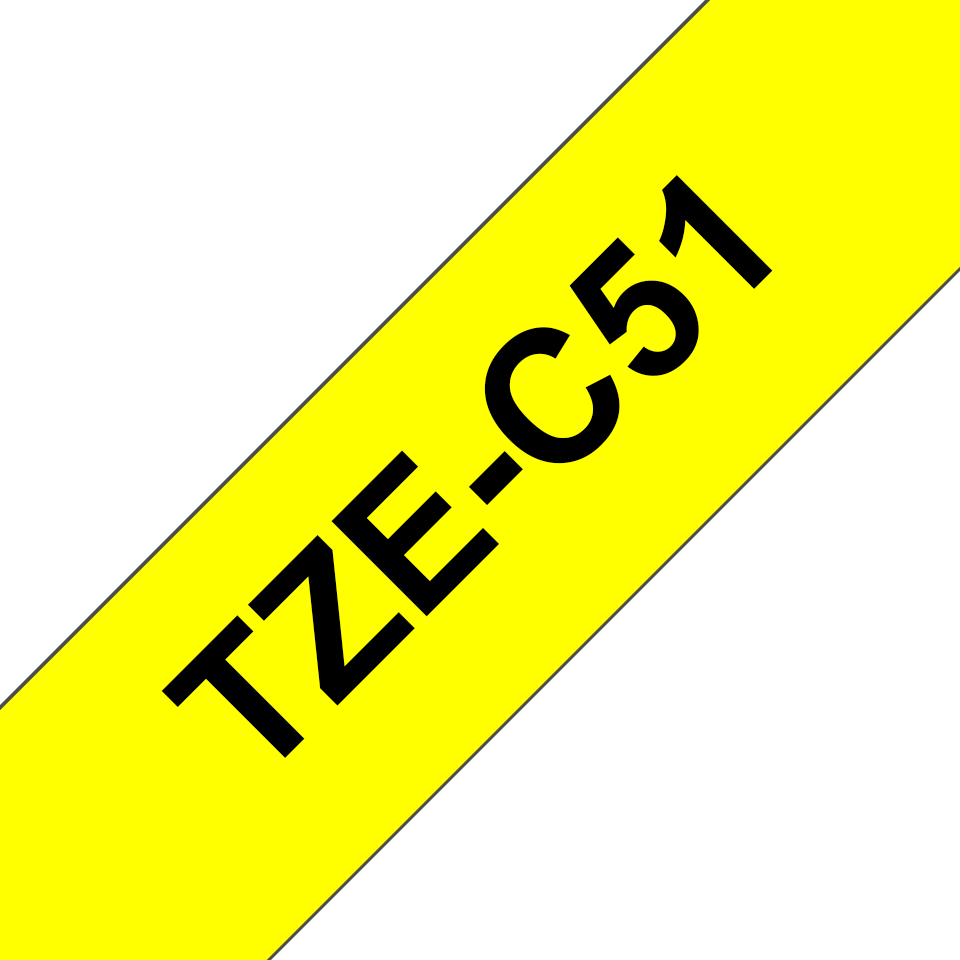 Ruban laminé fluorescent Brother TZe-C51 / TZEC51, noir sur jaune fluo, 24 mm x 5 m