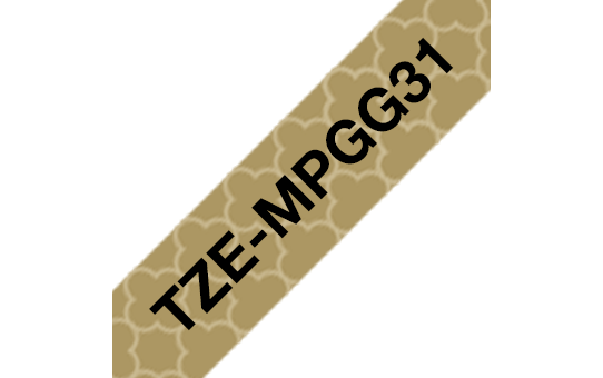 [TZEMPGG31] Brother Schriftband gemustert TZe-MPGG31 / TZEMPGG31, schwarz auf Goldmuster, 12 mm x 4 m