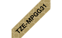 Brother TZe-MPGG31 / TZEMPGG31 patterned tape, black on gold pattern, 12 mm x 4 m