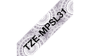 Brother Schriftband gemustert TZe-MPSL31 / TZEMPSL31, schwarz auf Spitzenmuster silber, 12 mm x 4 m