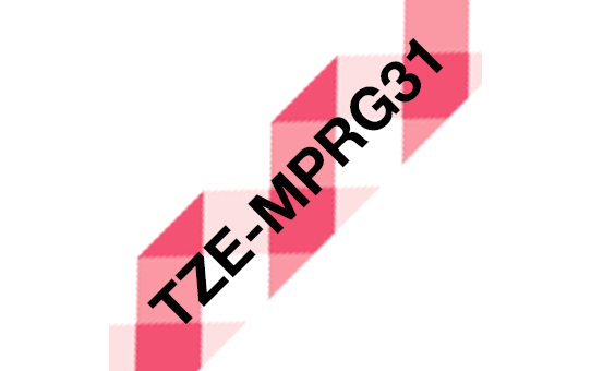[TZEMPRG31] Brother TZe-MPRG31 / TZEMPRG31 patterned tape, black on red gingham pattern, 12 mm x 4 m