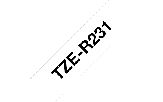 Brother TZe-R231 / TZER231 satin ribbon, black on white, 12 mm x 4 m