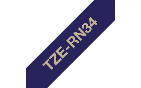 [TZERN34] Ruban satin Brother TZe-RN34 / TZERN34, doré sur bleu marine, 12 mm x 4 m