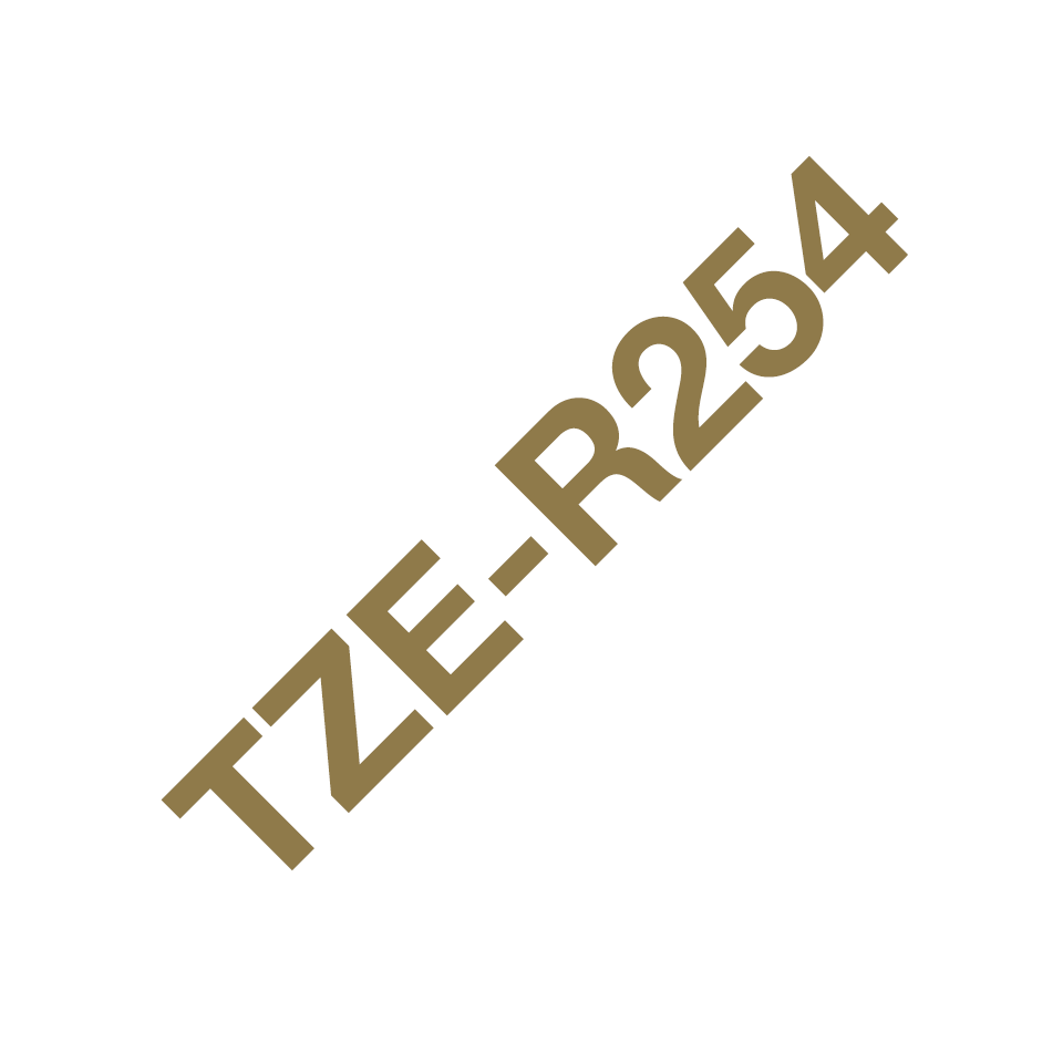 [TZER254] Ruban satin Brother TZe-R254 / TZER254, doré sur blanc, 24 mm x 4 m