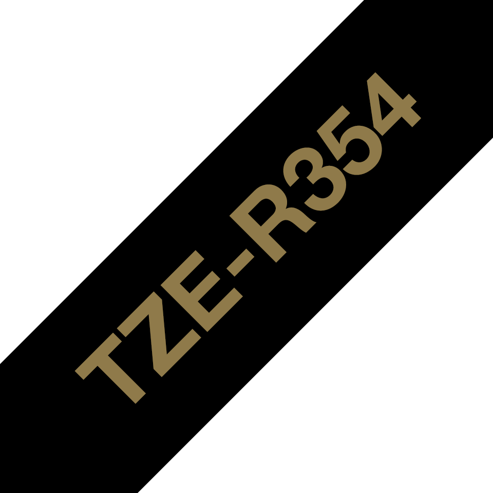 [TZER354] Ruban satin Brother TZe-R354 / TZER354, doré sur noir, 24 mm x 4 m