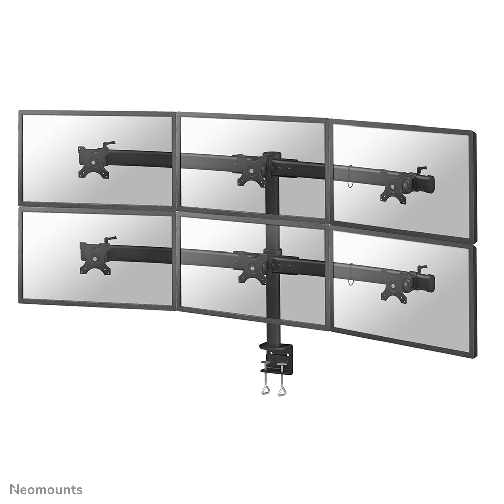Bras support d'écran Neomounts FPMA-D700D6, 19 à 27 pouces, jusqu'à 8 kg, 6 écrans, VESA 75x75 à 100x100
