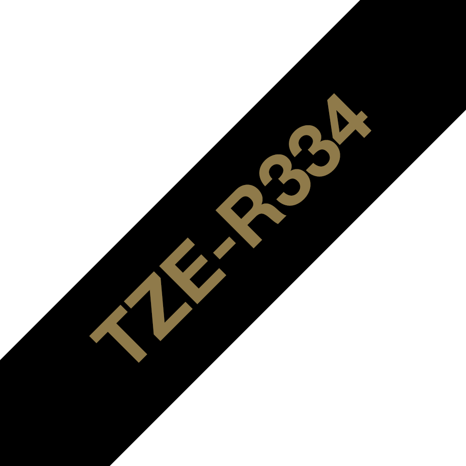 Brother TZe-R334 / TZER334 satin ribbon, gold on black, 12 mm x 4 m