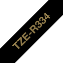 Brother TZe-R334 / TZER334 satin ribbon, gold on black, 12 mm x 4 m