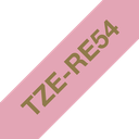 Brother TZe-RE54 / TZERE54 satin ribbon, gold on pink, 24 mm x 4 m