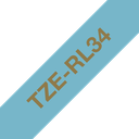Ruban satin Brother TZe-RL34 / TZERL34, doré sur bleu clair, 12 mm x 4 m