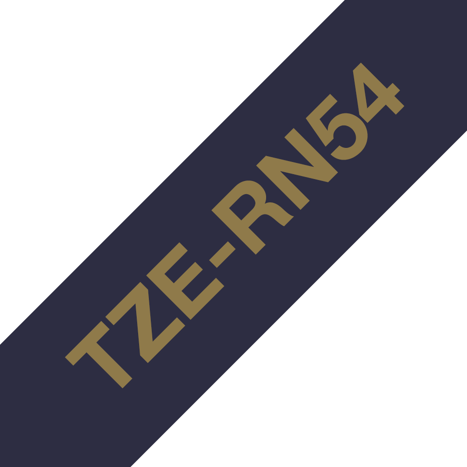 Ruban satin Brother TZe-RN54 / TZERN54, doré sur bleu marine, 24 mm x 4 m