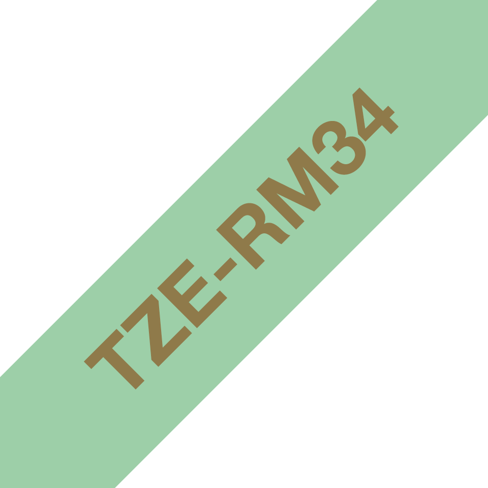 Ruban satin Brother TZe-RM34 / TZERM34, doré sur vert menthe, 12 mm x 4 m