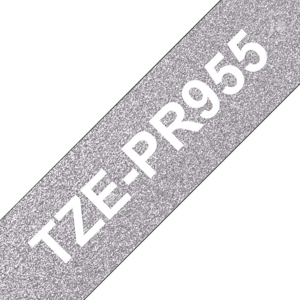 Ruban laminé premium Brother TZe-PR955 / TZEPR955, blanc sur argent, 24 mm x 8 m