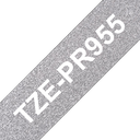 Brother TZe-PR955 / TZEPR955 premium laminated tape, white on silver, 24 mm x 8 m
