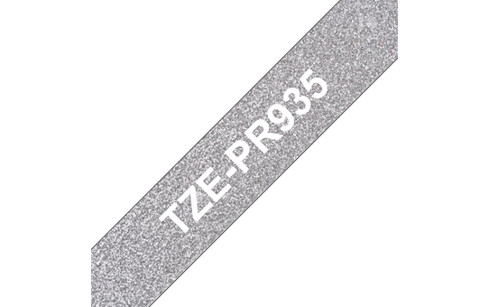 Ruban laminé premium Brother TZe-PR935 / TZEPR935, blanc sur argent, 12 mm x 8 m