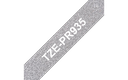 Ruban laminé premium Brother TZe-PR935 / TZEPR935, blanc sur argent, 12 mm x 8 m