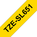 Ruban auto-laminé Brother TZe-SL651 / TZESL651, noir sur jaune, 24 mm x 8 m