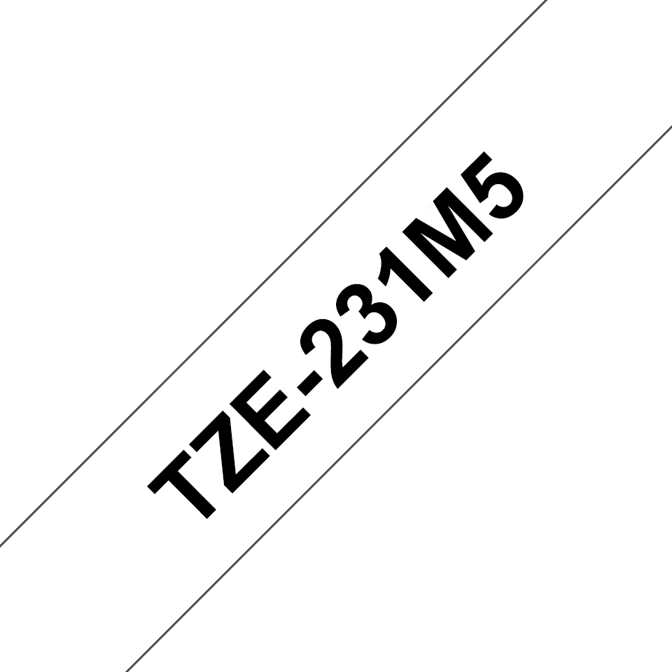 [TZE231M5] Brother TZe-231M5 / TZE231M5 laminated tape, black on white, 12 mm x 8 m (5 cassettes)