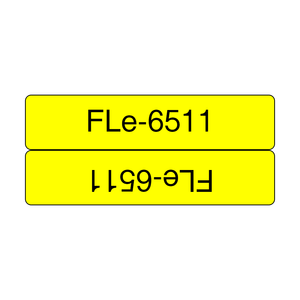 Brother FLe-6511 / FLE6511 die-cut flag labels, black on yellow, 21 x 45 mm, 72 labels
