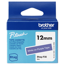 Brother BTAG-F35 / BTAGF35 non-laminated tape, white on purple, 12 mm