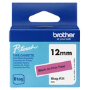 Brother BTAG-P31 / BTAGP31 non-laminated tape, black on pink, 12 mm