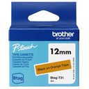 Brother Schriftband unlaminiert BTAG-T31 / BTAGT31, schwarz auf orange, 12 mm
