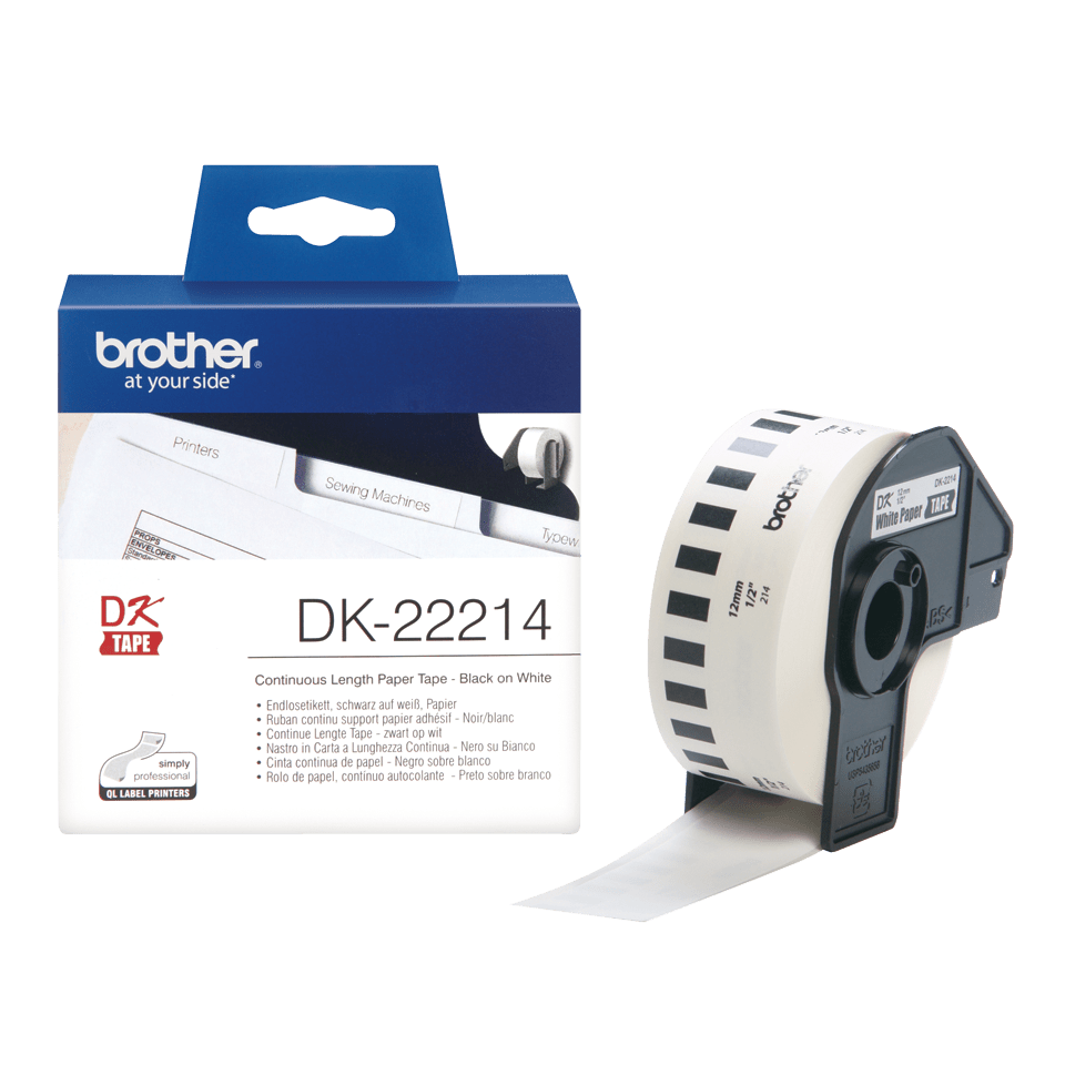 Brother DK-22214 / DK22214 continuous paper roll, black on white, 12 mm x 30.48 m